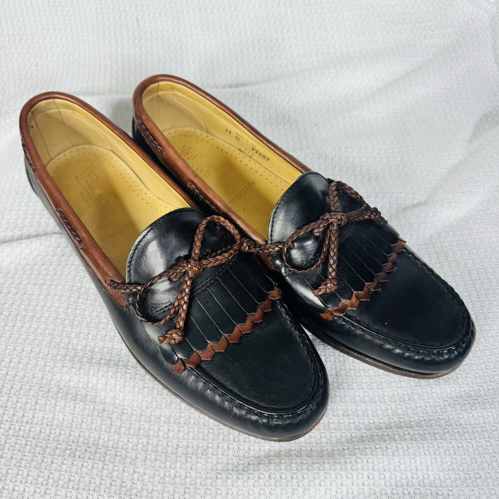 Allen Edmonds Walton Tassel Kiltie Loafers Men’s 11 B Black Brown Leather USA